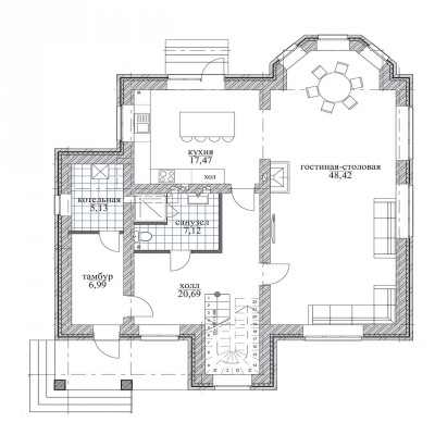 План первого этажа дома Кд-2