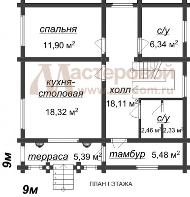 План первого этажа дома Об-27