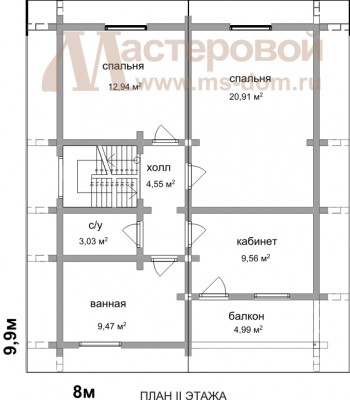 План второго этажа дома Бр-31
