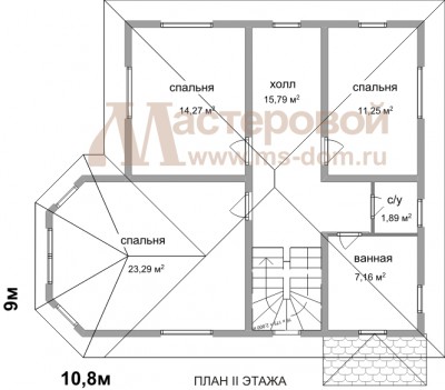 План второго этажа дома Бр-35