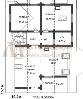 План второго этажа дома Об-34