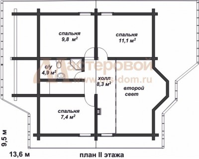 План второго этажа дома Бр-11