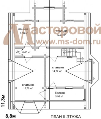 План второго этажа дома Бр-23